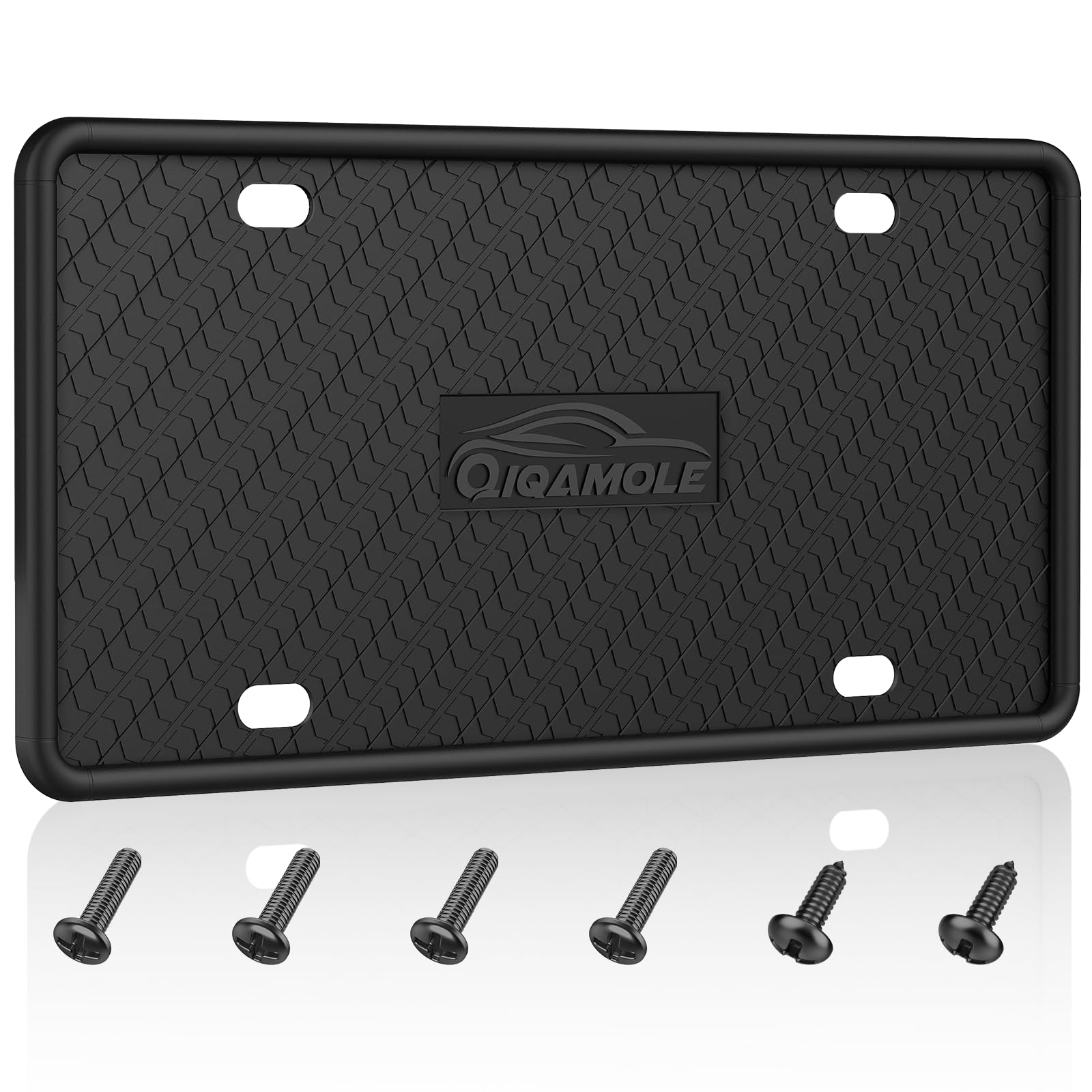 Photo 1 of QiqaMole Silicone License Plate Frames, License Plate Holder for US CA Cars, Silicone Car Plate Cover Rustproof & Rattle Proof & Weatherproof Car Accessories (Black 1 Pack)