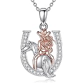 JBAERD Horseshoe Necklace Sterling Silver Cowgirl Horse Pendant Western Jewelry Gifts for Women Mom