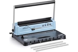 OFFNOVA Wire Binding Machine, Punch 12 Sheets, 34-Square Hole Punch, Bind 120 Sheets with Adjustable Side Margin, Easy to Punch for Letter/A4/A5, Book Binder with 100 Wire Spines