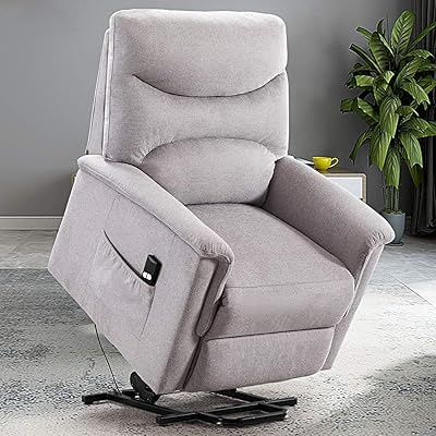 Bonzy Home Power Lift Recliner Chair for Elderly, Light Grey Sofa