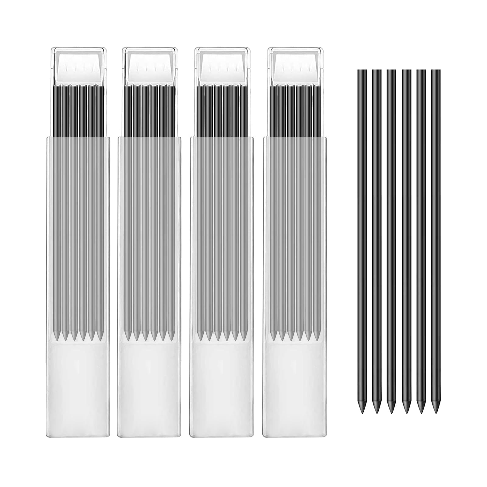 Desenda 24pcs Pencil Refills, 2.8mm Pencil Refills for Carpenter Pencils, Solid Deep Hole Mechanical Construction Pencil Replacements, Pencil Lead for Marking and Drawing (Black)