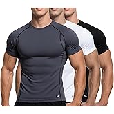 MagnaMan Men's Compression Shirts 3 - Pack: Moisture - Wicking Athletic Baselayer Tops
