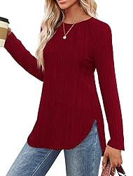 Saloogoe Long Sleeve Shirts for Women Basic Tops