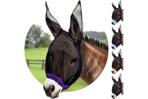 HORSEHOODIES Donkey Fly Mask with Long Ears - (Purple) Mini Donkey Fly Mask with Ears Protection from Insects and Bugs, Soft Mesh Fabric with Adjustable Fastener, Flymask for Donkeys Made in USA