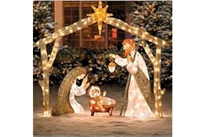 BULINGNA Nativity Sets for Christmas Outdoor Metal Nativity Scene Yard Stake Lighted Christmas Decoration Christmas Outside Decor (Warm, 20cm*25cm)