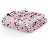 Berkshire Blanket Peanuts&reg; VelvetLoft&reg; Cute Character Snoopy Plush Throw Blanket,Peanuts Poses and Hearts Blush,Throw 55 in x 70 in (Official Peanuts&reg; Product)