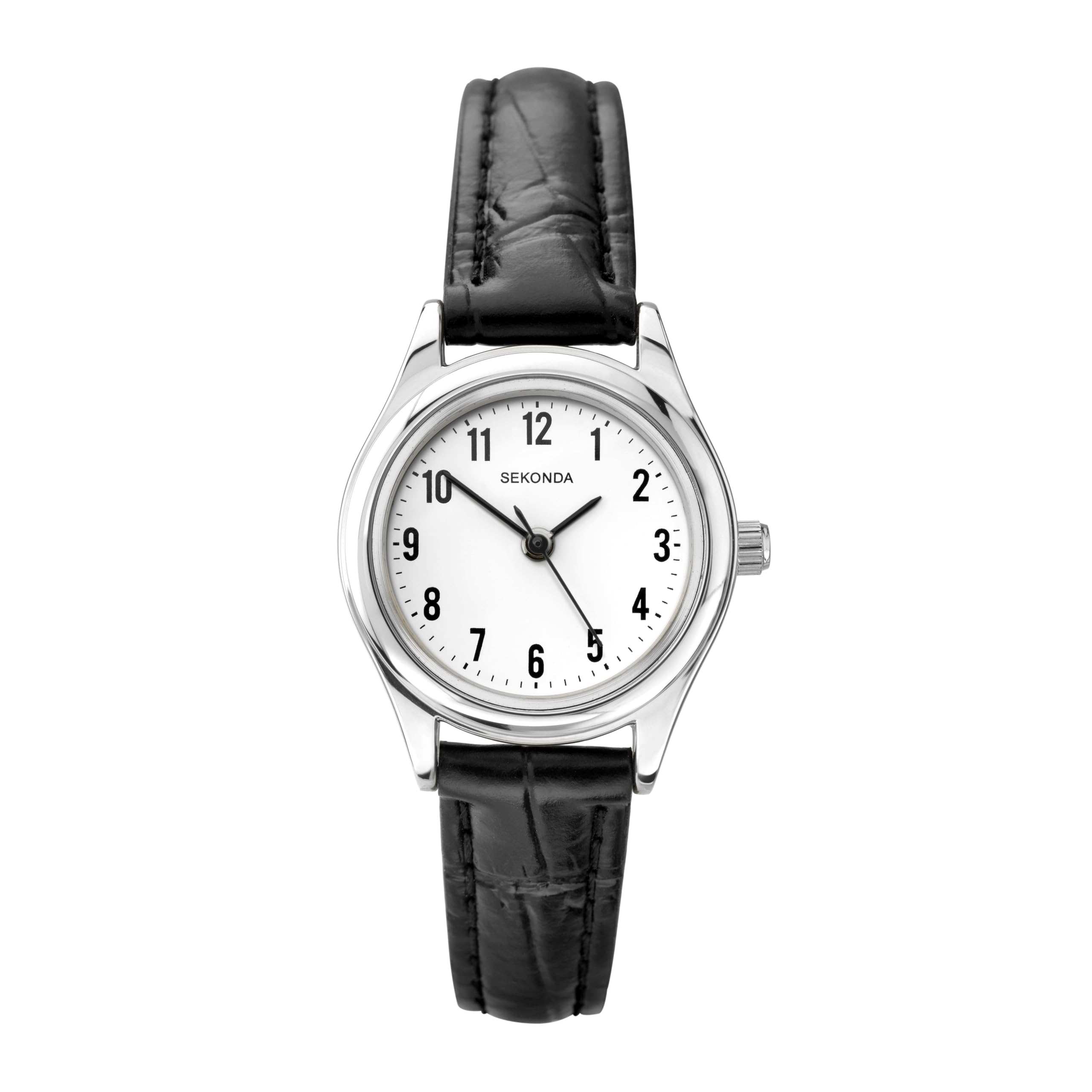 Sekonda Women's Quartz Watch with White Dial Analogue Display and Black Leather Strap 4491.27