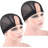 YTBYT 2 Pcs U Part Mesh Wig Cap, Breathable Net Caps for Wig Making, Medium | 1.4X3 Inch U Part Wig Cap Wig Making Cap Weave Cap Crochet Wig Cap