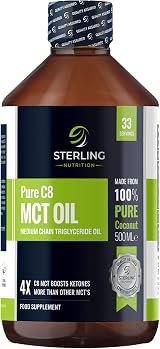 Sterling Nutrition MCT Oil C8 Caprylic 500ml from Coconut Keto Vegan view 1