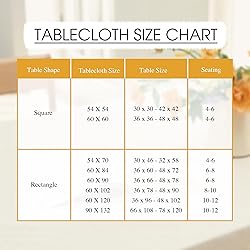 RYB HOME Rectangle Table Cloth for 6-8