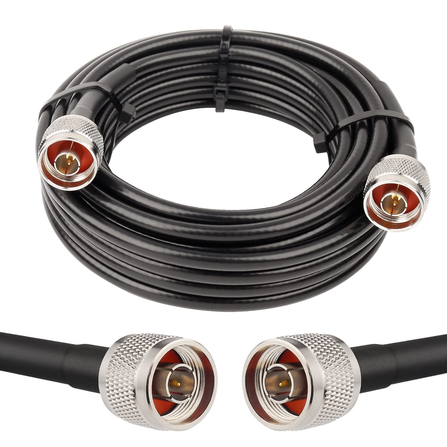 MOOKEERF N Cable, LMR240 Equivalent Coaxial Cable 25ft,Ultra Low Loss N Male Cable 50ohm,KMR240 N Male to N Male Connector Jumper Cables