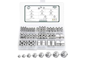 JMINRUN SAE Lock Nuts Assortment Kit, 220PCS Nylon Insert Nut Sets, 304 Stainless Steel Standard Inch Thread for Bolt 6#32 8#32 10#24 10#32 1/4"-20 5/16"-18 3/8"-16 1/2"-13