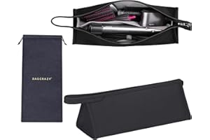 BAGCRAZY Pu Leather Travel Case Compatible with Dyson Airwrap Styler/Shark Flexstyle, Portable Carrying Case for Dyson Supersonic Hair Dryer, Shockproof Protection Organizer Bag Travel Storage Bag, Black