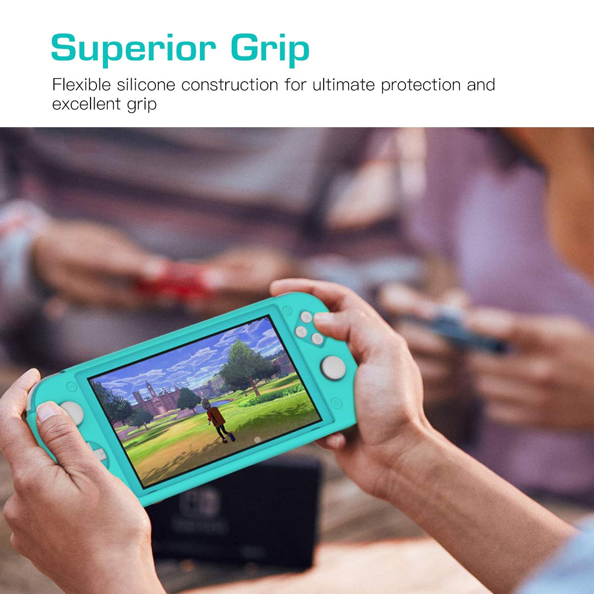 MoKo Case Compatible with Nintendo Switch Lite, Silicone Protective Rubber Cover, Shock-Absorption Anti-Scratch Non-Slip Case Compatible with Nintendo Switch Lite Console - Turquoise