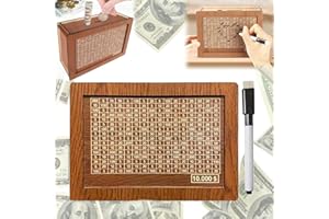 GAUKOMZS Cash Vault Wooden Savings Box,$10000 Wooden Cash Saver Money Box, Cash Saver Box, Coin Counter Piggy Bank, Money Box with Counter, Wooden Money Box with Money Target and Numbers