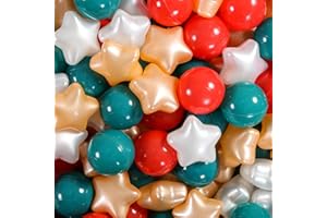 Heopeis Star Ball Pit Balls for Toddlers，50 100 200 500 Plastic Balls with Stars Phthalate Free BPA Free for Playhouse, Baby Pool, Play Ball Fun Centers, for Babies, Kids, Toddlers 1-3 Indoor Outdoor