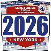 2026 New York State and Federal Labor Law Poster - English Spanish Combo - OSHA Workplace Compliant - Mandatory Regulations Posting for Employees - Required Compliance Posting 17" x 40" Laminated (English Spanish Combo)