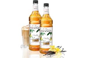 Monin - Vanilla Syrup, Versatile Flavor, Great for Coffee, Shakes, and Cocktails, Gluten-Free, Non-GMO (1 Liter, 2-Pack)