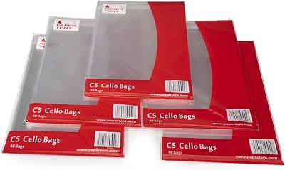 Paper Tent C5 Cello Bags 40 Micron Clear Resealable 200 Pack for Cards Crafts