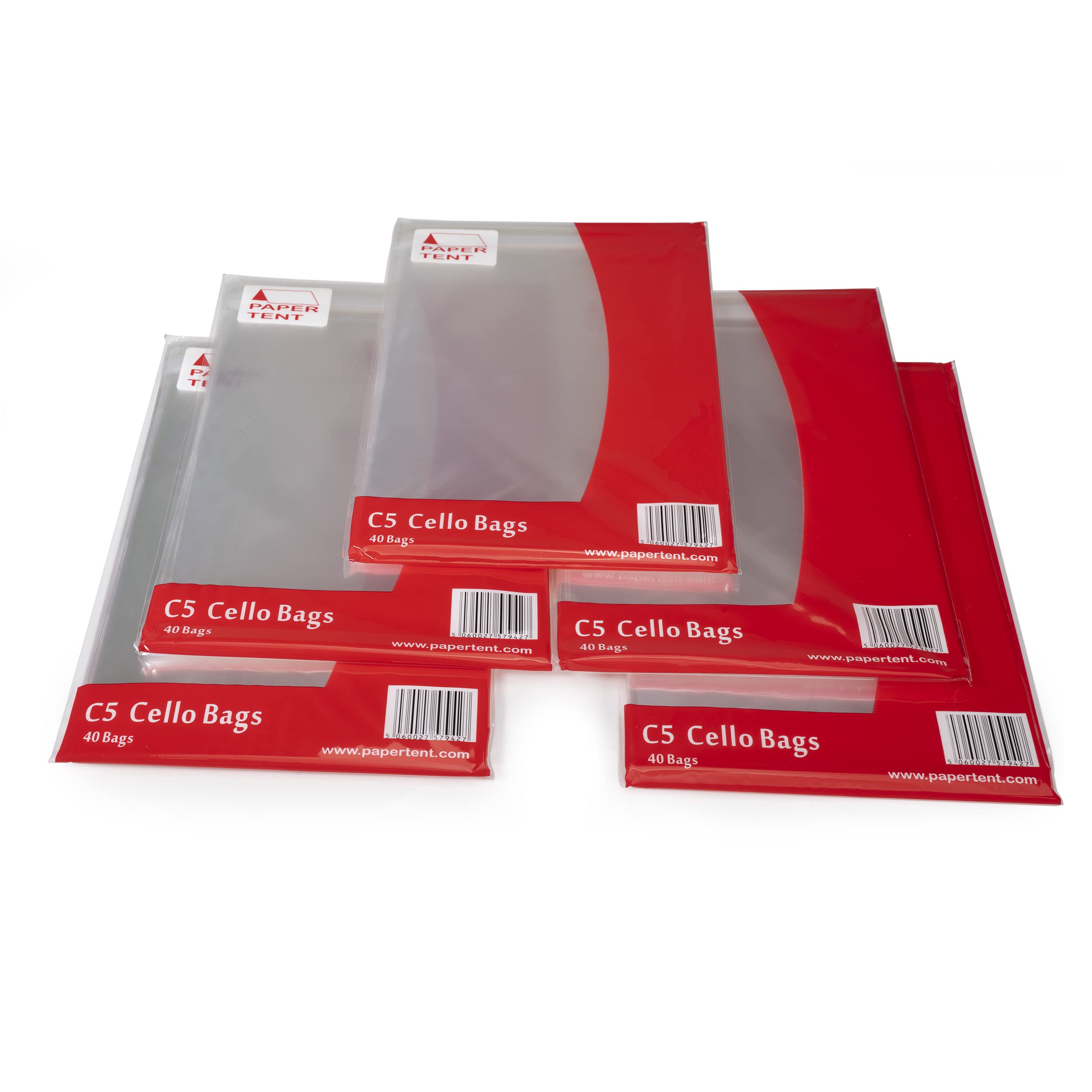 Papertent C5 Cello Bags, 40 Micron Thick, Qty 200 (5 PACKS x 40)