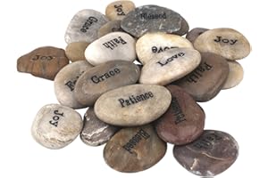 Stonebriar Inspirational Polished River Stones, Unique and Thoughtful Gift Ideas for Friends and Family, Decorative 25 Piece Set