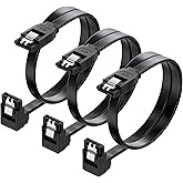 Cable Matters Paquete de 3 cables SATA en ángulo recto de 90 grados de 18 pulgadas (cable SATA III de 6.0 Gbps, cable SATA pa