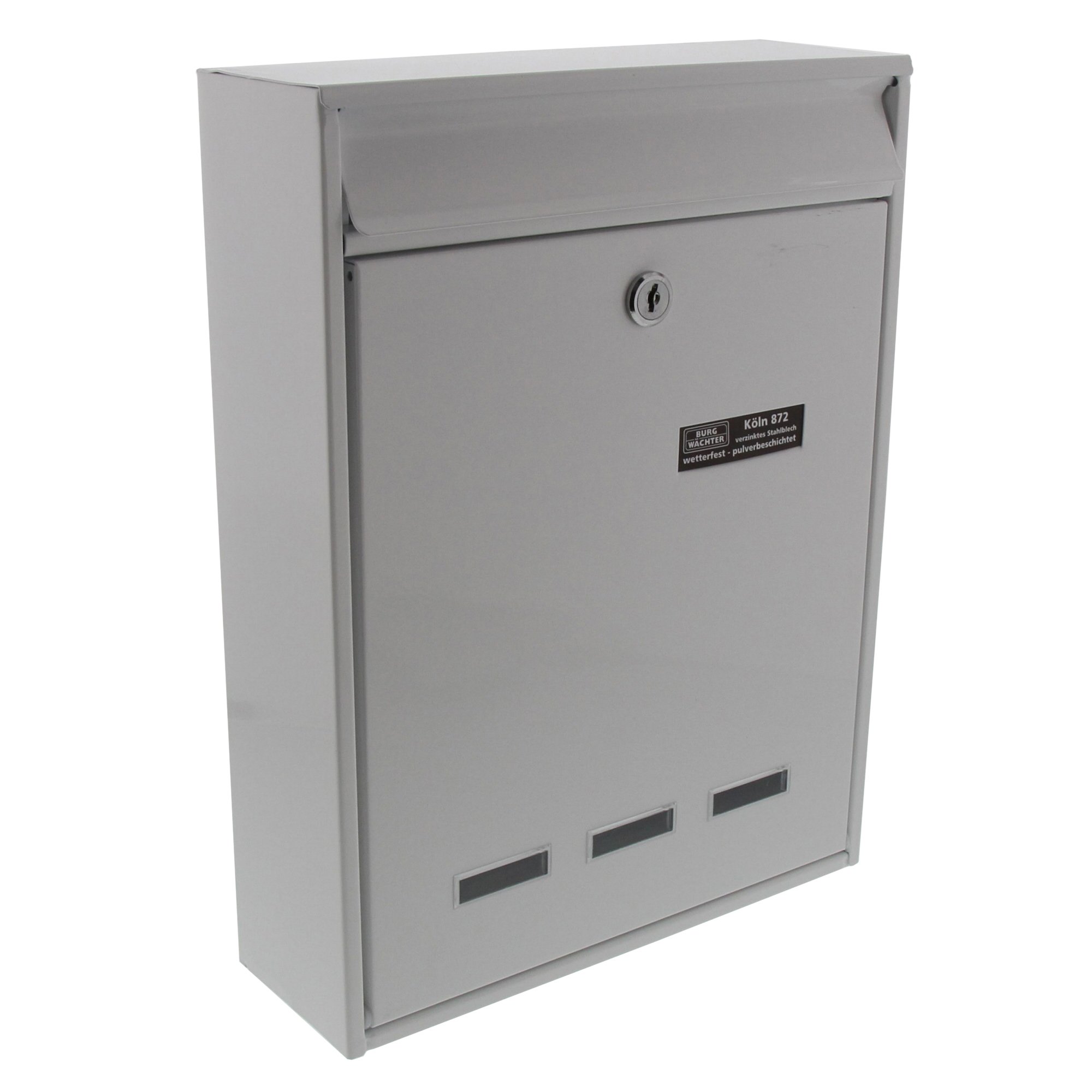 Burg-Wächter Cologne 872 W System Letter Box, A4 Letter Format, EU Standard EN 13724, Galvanised Steel, White