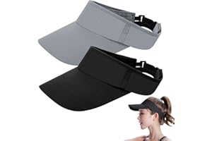 HKYLRAT 2 Pcs Sun Visor Hats, Adjustable Golf Tennis Visor Sports Outdoor Beach Cap foe Men Womens, Grey Black