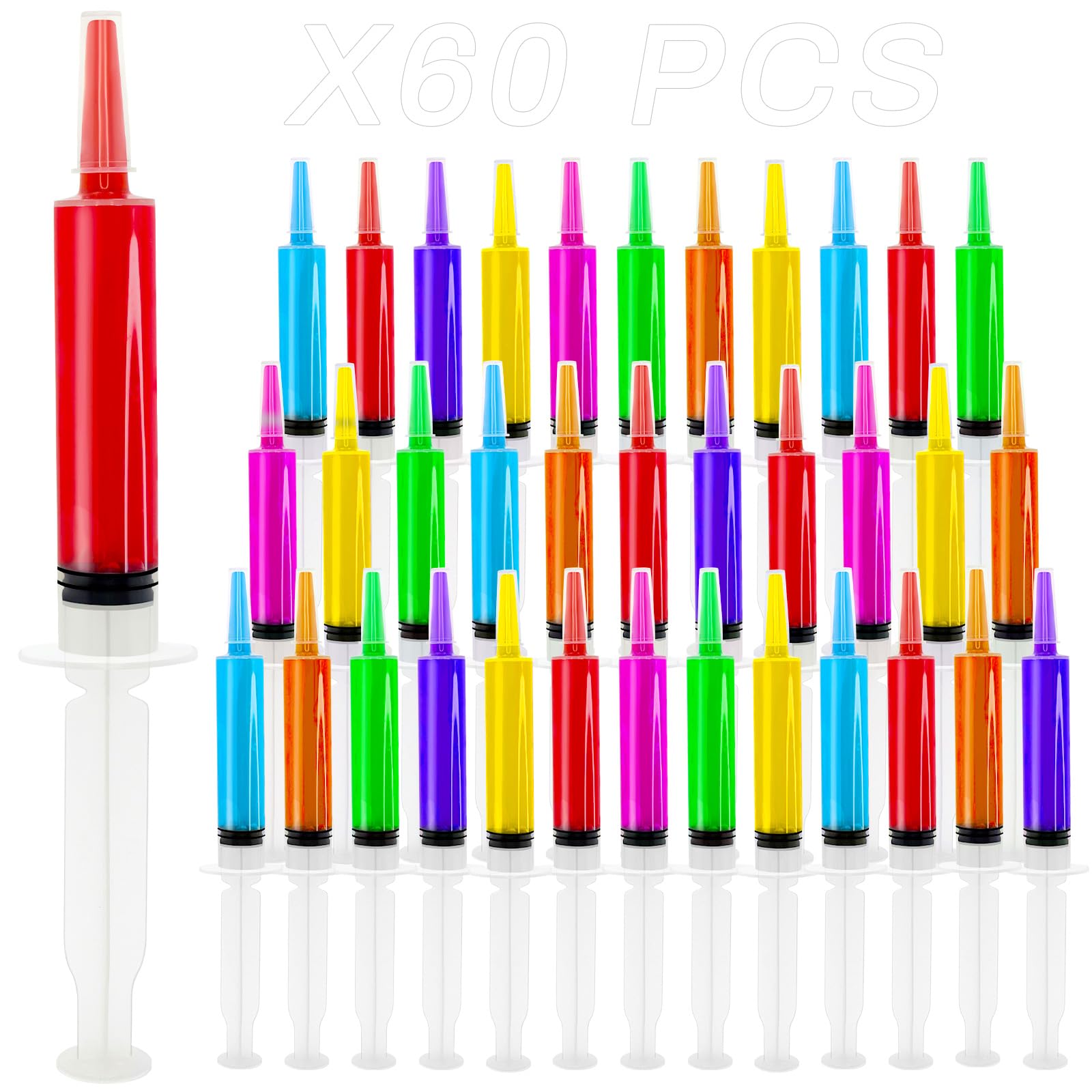 Photo 1 of 60 Pack Plastic Syringes with Tip Cap, 20ML Liquid Syringe BPA-Free Suringes, Clear Plastic Syringes for Halloween, Thanksgiving