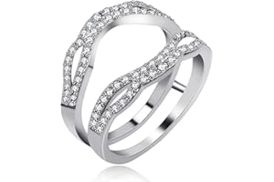 Uloveido Platinum Plated Wedding Engagement Anniversary Promise Rings Enhancer Infinity Rings Enhancer for Women Female with White Cubic Zirconia Created Diamond Ring Y449 (Size 6 7 8 9)