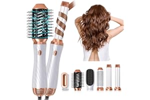 TRYLATER 6 in 1 Hair Dryer Brush, Upgrade Detachable Blow Dryer Air Styler Wrap Curler, Hot Air Brush Curly Twist Curling Iron, Negative Ion Blow Dryer Hot Styler, Travel Hair Styling Tool