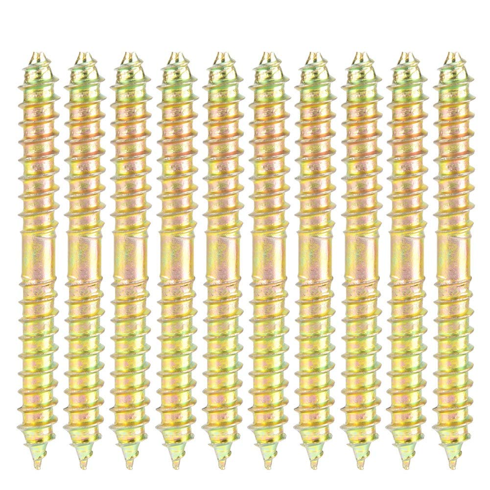 Double Ended Screw, 10Pcs 6x60mm Positioning Nail Woodworking Furniture Connector Double Head Dowel Screw