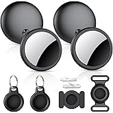 Air Tracker Tags-4 Pack, 2025 New [Apple MFi Certified], Bluetooth Tracker Work with Apple Find My (iOS Only), Replaceable Battery Last 2 Years,Item Finder for Luggage/Key/Suitcase,with Diverse Holder