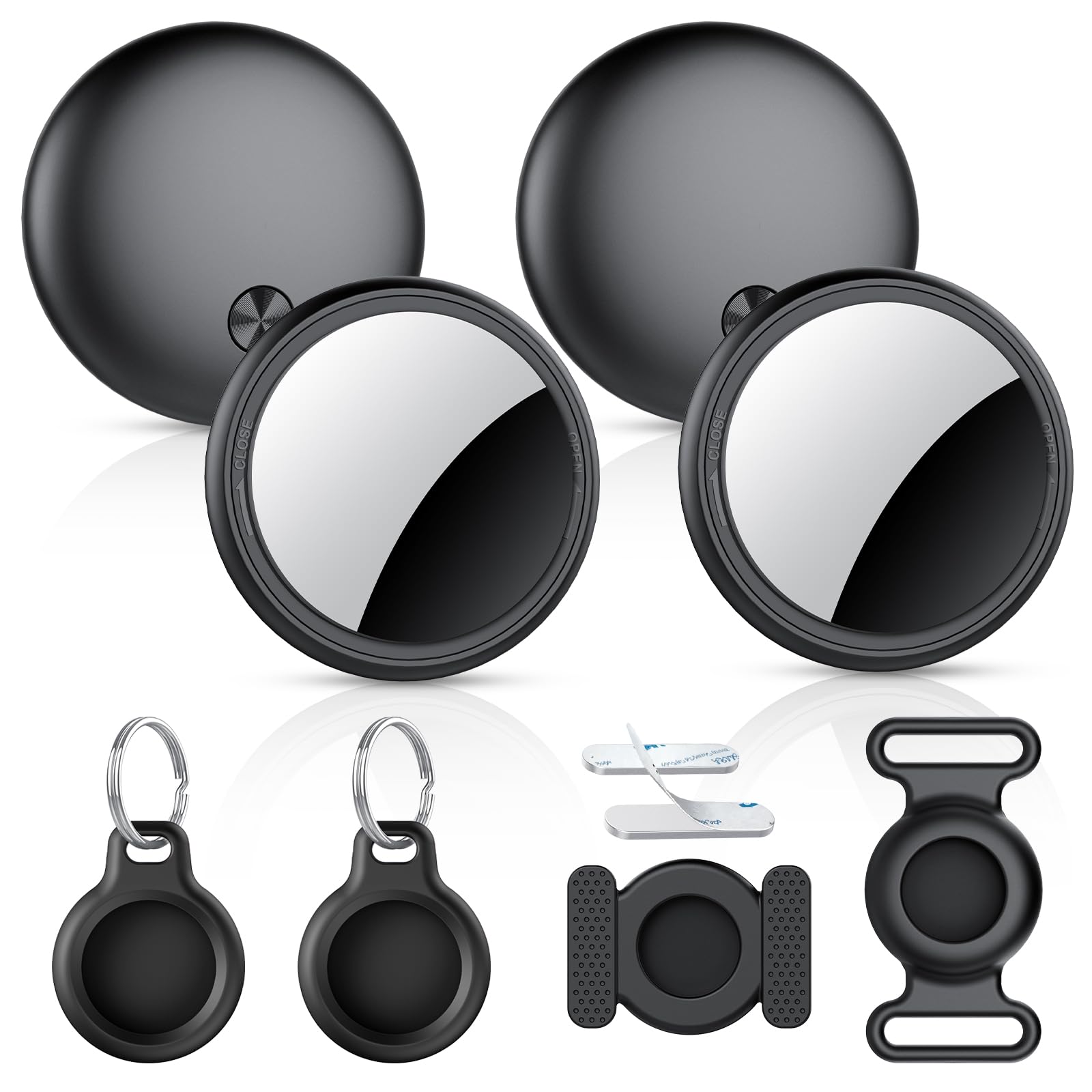 Air Tracker Tags-4 Pack, 2025 New [Apple MFi Certified], Bluetooth Tracker Work with Apple Find My (iOS Only), Replaceable Battery Last 2 Years,Item Finder for Luggage/Key/Suitcase,with Diverse Holder