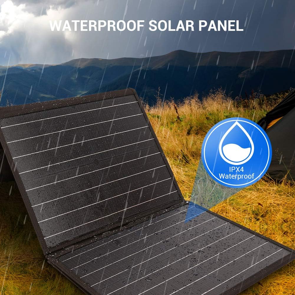 ROCKPALS RP081 60w Portable Solar Panel with Parallel Cable, Kickstand, USB-C and QC 3.0, Upgraded Foldable Solar Panel Charger for Jackery Power Station : Electronics