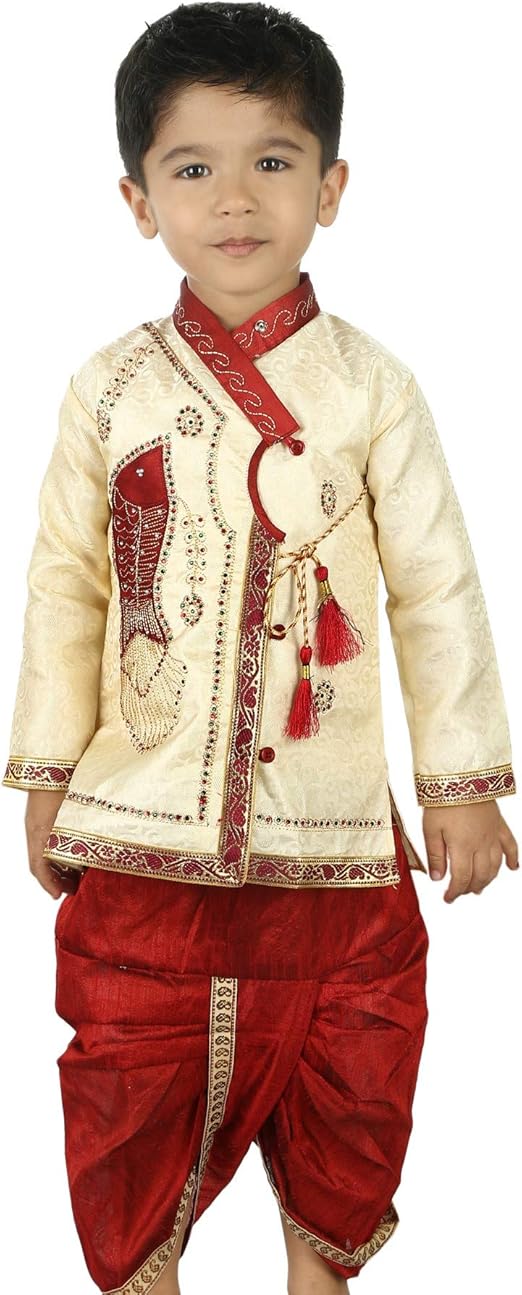 Buy Baby Boy's Silk Cotton Blend Ethnic Wear Dhoti Kurta and Angarkha