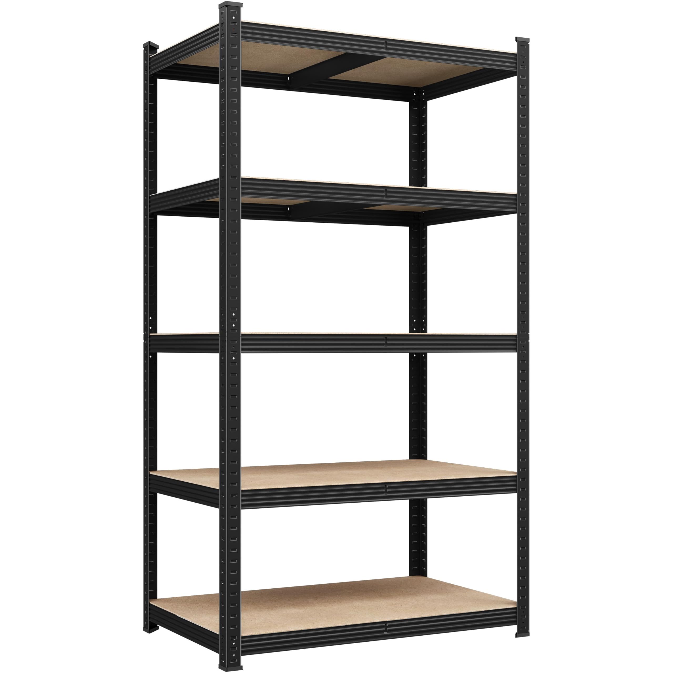 Photo 1 of (PARTIAL SET) Yaheetech Standing Shelf Units, 5 Tier Storage Shelf, Heavy Duty Shelving, Adjustable Garage Shelves, Utility Rack Shelf Unit, Basement Warehouse Shed, 35.5" Wx 16" D x 71" H - Black