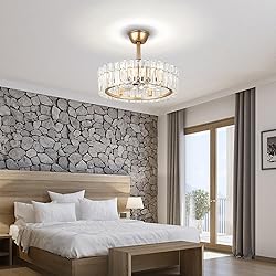 YPQXYHDA 20.7" Modern Crystal Ceiling Fan with