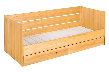 BioKinder Lina Schlafsofa Funktionsbett Kojenbett mit Lattenrost und 2 Bettkästen aus Massivholz Erle 90 x 200 cm