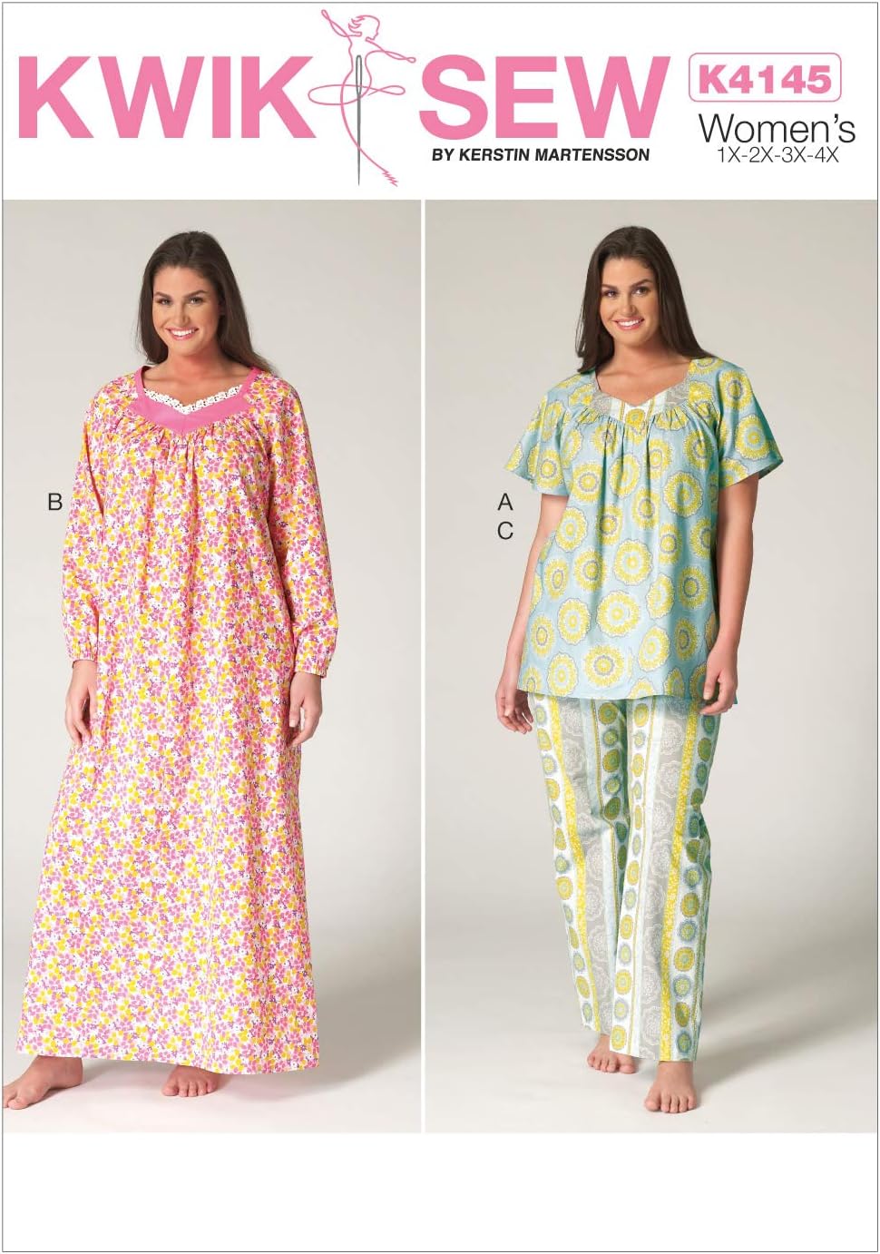 Kwik Sew Patterns K4145OSZ,Women's Top,Nightgown and Pants,Sizes 1X-2X-3X-4X, Brown