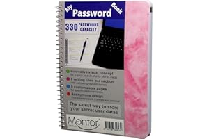 Mentor Creations My password book - 7" X 5" Quick search design password and private code journal (Pink Marble, Regular)
