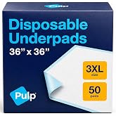 PULP Chucks Pads Disposable Adult 36 x 36 | 50 Underpads | Extra Large Absorbent Incontinence Bed Pads | Pee Pads For Adults, Kids, Elderly &amp; Babies | Waterproof &amp; Leakproof | Dog Pads