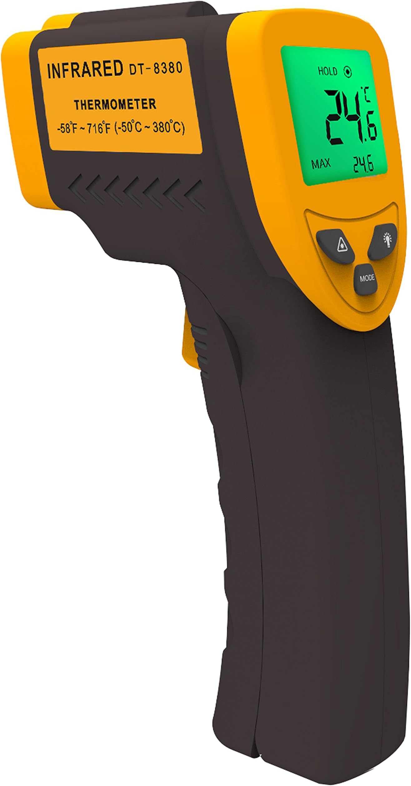 Magicpro Lasergrip Non-contact Digital Laser Infrared Thermometer Temperature Gun -58โ~716โ (-50โ๏ฝ380โ), Yellow and Black