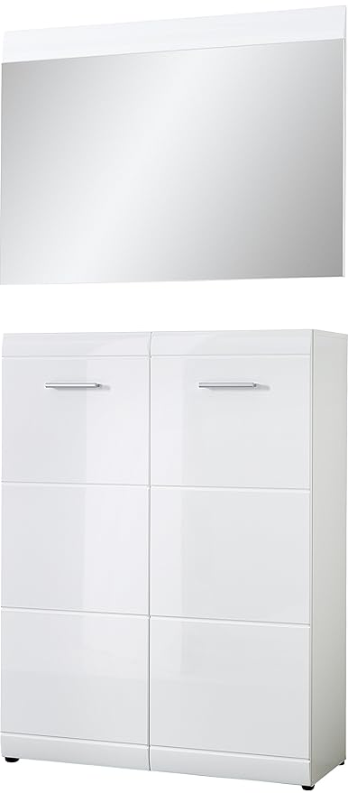 Germania 2-TLG. Garderoben-Set 8542-84 GW-Adana in Weiß, mit Hochglanz Fronten, 90 x 200 x 36 cm (BxHxT)