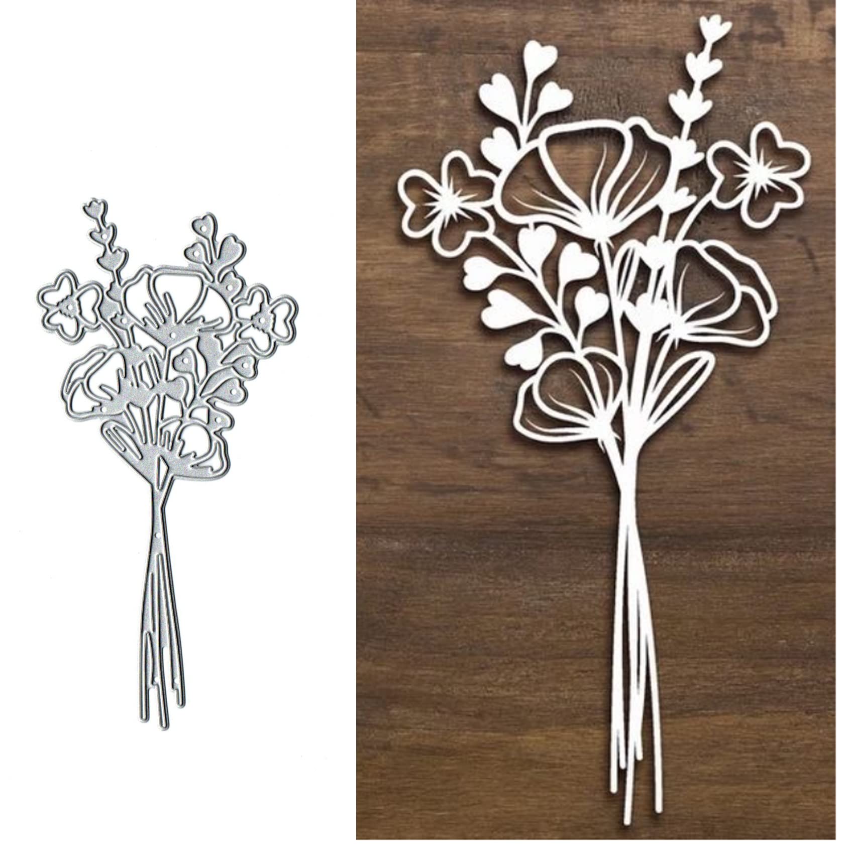 Fresh Flowers Leaf Metal Die Cuts,Srping Heart Leaf Leaves Wedding Card Cutting Dies Cut Stencils DIY Scrapbooking Photo Album Decorative Embossing Paper Card Making