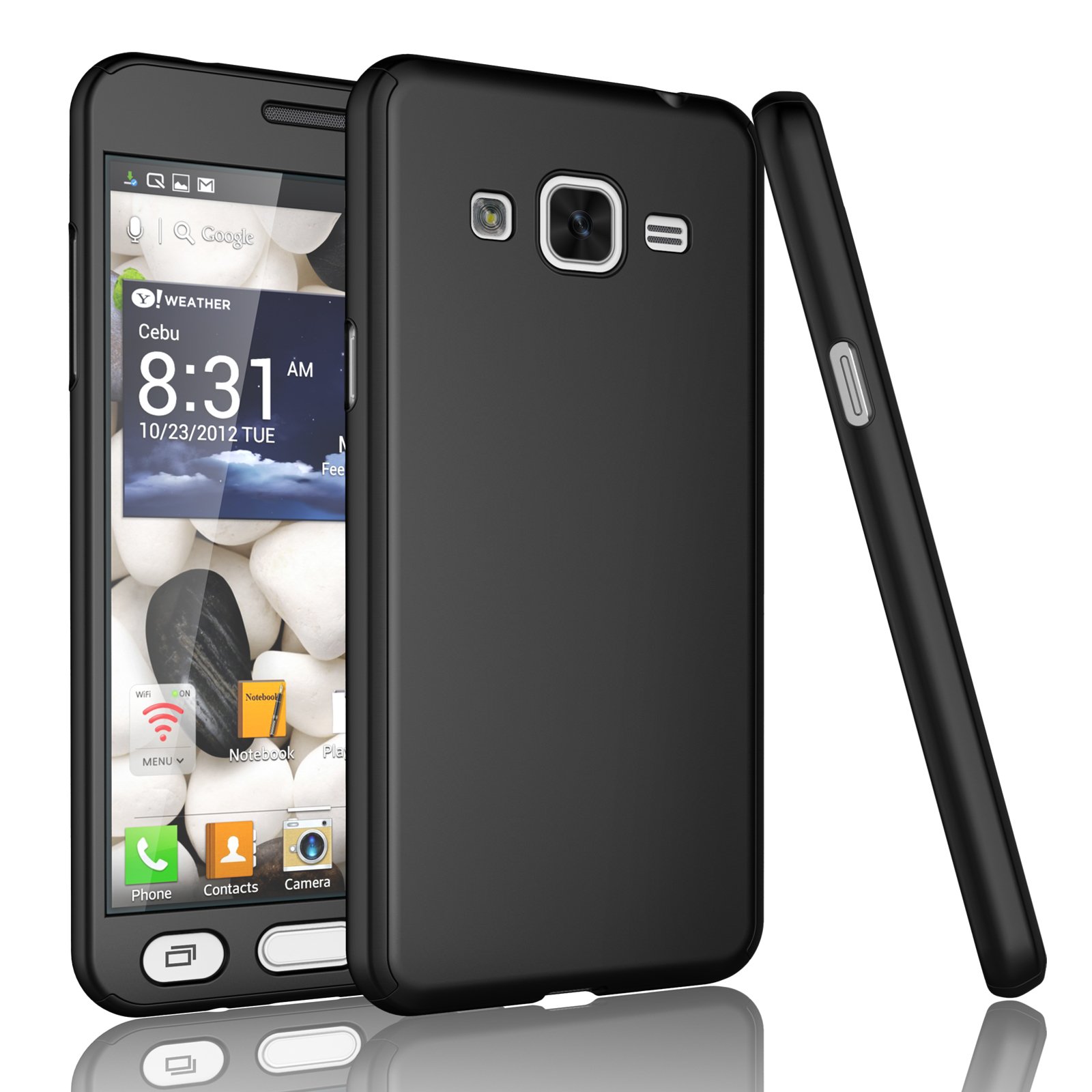 Galaxy Sky Case J3 J3 V Case Galaxy Sol Case Tekcoo T360 Hy Full Body Coverage Protection Hard Cover Shell Tempered Glass Screen Protector For Samsung Galaxy Amp Prime Express Prime Black