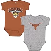 Little King NCAA Bodysuit 2 Pack Short Sleeve-100% Cotton-Infant Sizes 0-3M 6M 12M 18M