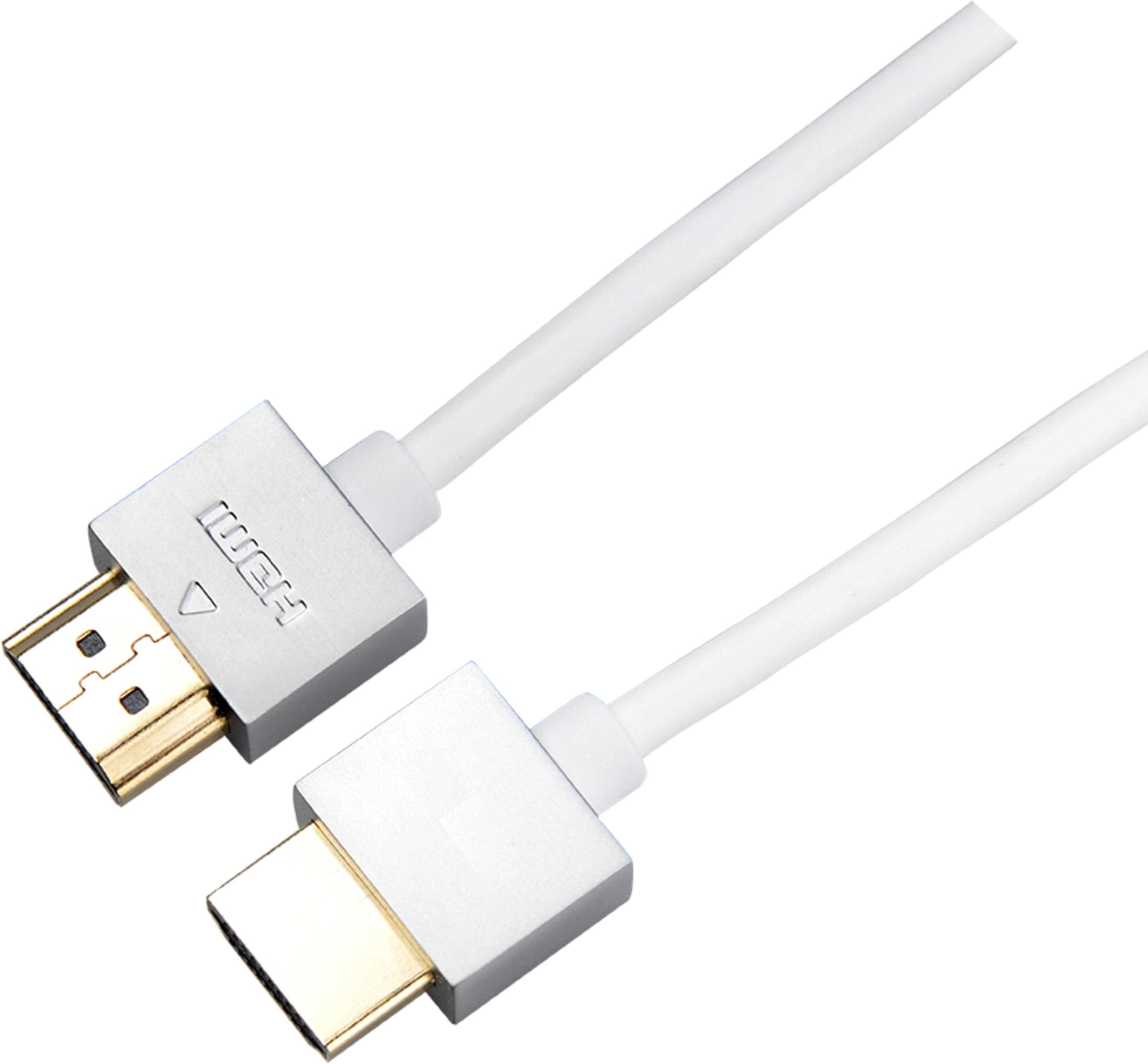 C4A® White 6m High Speed HDMI Cable/Small HDMI Plugs and Flexible Cable/Ideal for Wall Mounted TV's / 4k Resolution