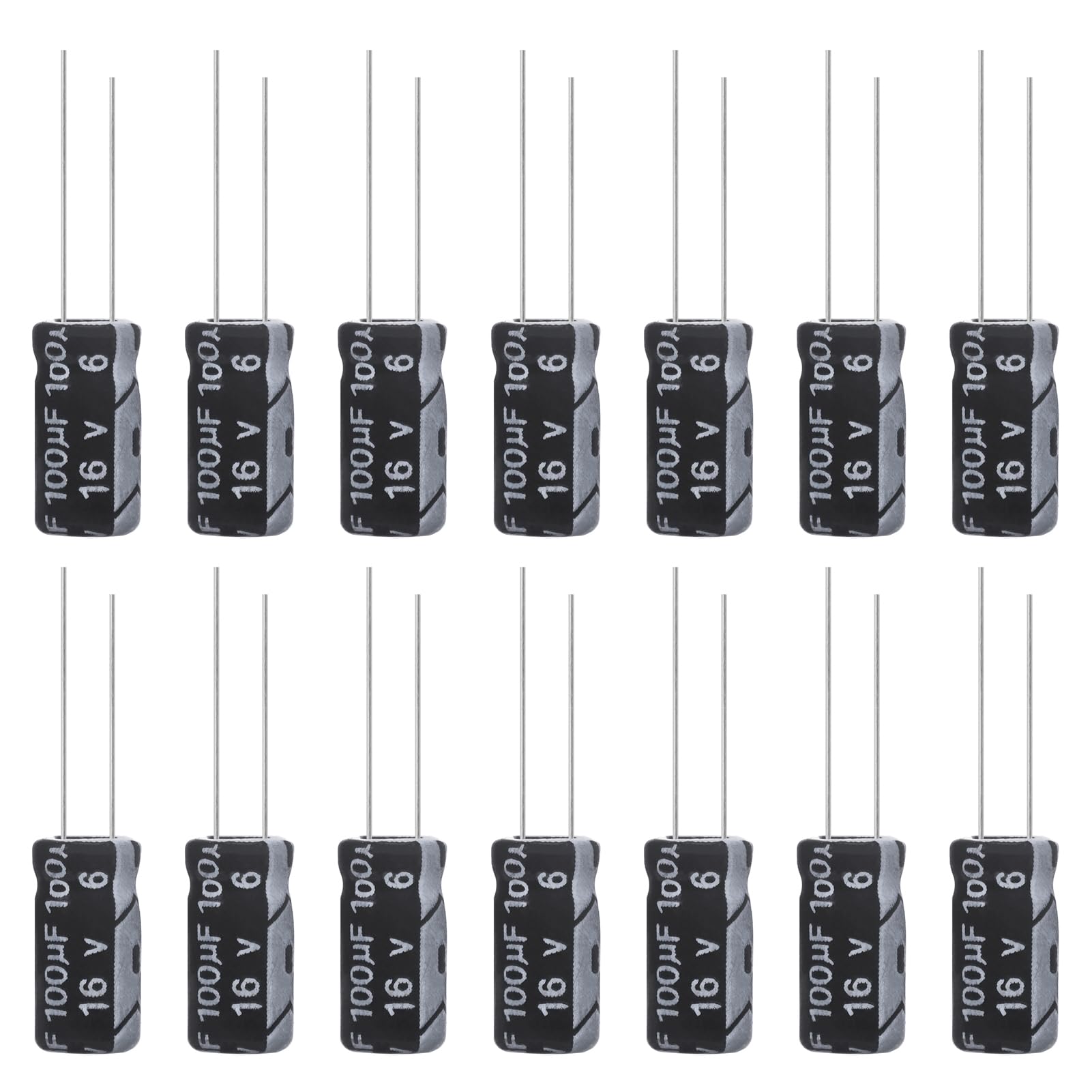 Photo 1 of ALLECIN 100uF 16V 5x11mm Electrolytic Capacitor 100 UF MFD 16 Volt 0.2x0.43in Aluminum Capacitors (Pack of 15)