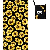 Rstick Sunflower Beach Towel Oversized 36"x72" Quick Dry Sand-Free, Yellow Bath Towels for Swim Pool Camping Travel